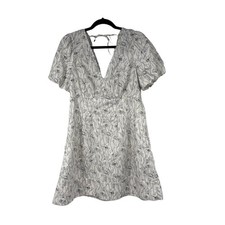 Club Monaco Dress Womens 8 Blue Aline Floral Print‎ Back Tie Garden Party Chic