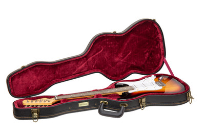 Crossrock Wooden Case-Fits Telecaster and Stratocaster Styles of Guitars-Black