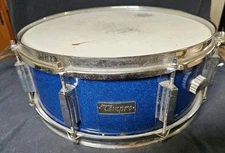 Vintage 1960’s-70’s Pearl Tempro Snare Drum Blue Sparkle Used Japan