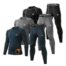 Men Thermal Underwear Set Long Johns with Fleece Lined Base Layer Men Cold We...