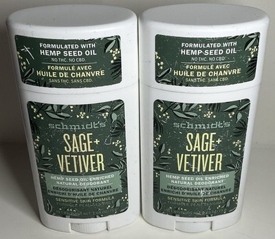 2 Schmidt's Sage + Vetiver Natural Deodorant Sensitive Skin Formula 2.65 OZ/75g