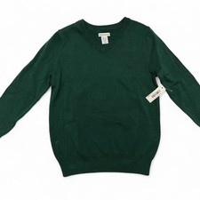 Amazon Essentials Boys Small Green V-Neck Pullover Sweater Knit Long Sleeve NEW