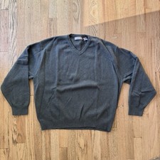 Cypress Links Sweater Adult XL Gray V Neck USA Made Golf Casual Mens 100% Cotton