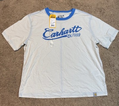 Carhartt T-Shirt Women s Size S White/Blue Tencel Blend Loose Fit NWT