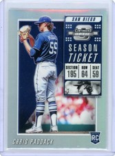 2019 Chronicles Contenders Optic Chris Paddack Padres Rookie Holo Prizm Card #7. rookie card picture