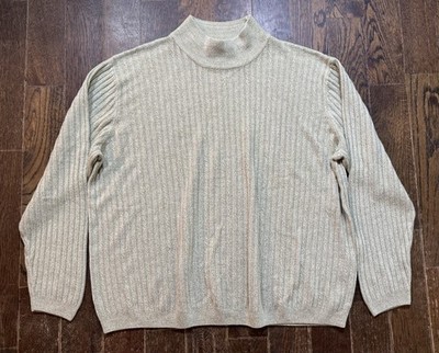 Casual Corner Annex Sweater Size 2X Mock Neck Green Long Sleeve Pullover Vintage