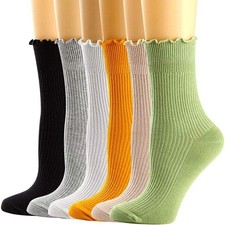 Mcool Mary Womens Socks, Ruffle Turn-Cuff Casual Crew Socks Breathable Cool K...