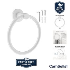Towel Holder for Bathroom Wall Screw-in Towel Ring, White Stainless Steel H...