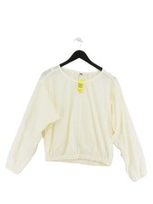 Uniqlo Women's Top S Cream Cotton with Polyamide Long Sleeve Round Neck Tunic
