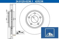 2X Bremsscheibe ATE 24.0125-0236.1 2 Bremsscheiben Vorderachse Vorne FüR Ford