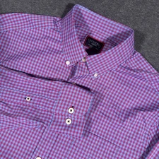 UNTUCKit Shirt Mens Medium Performance Nylon Stretch Button Front Blue Gingham