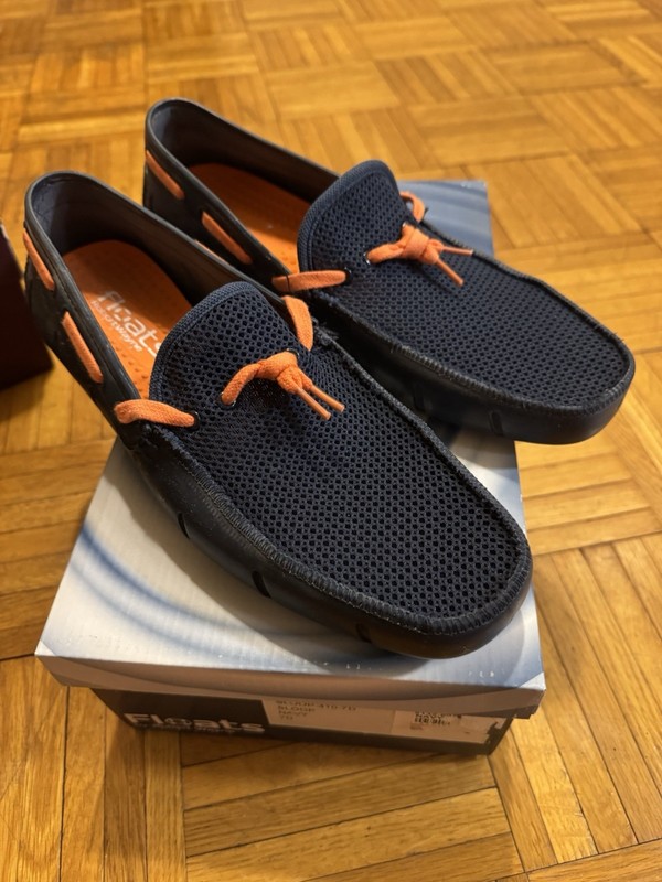 Men's Authentic  Float Boat Shoes - Blue , Size 10 with Durable Traction