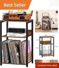 Elegant 3-Tier Record Player Stand - Organize Vinyls and Enhance Living Spaces