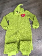 Dr. Seuss Grinch Pajama Costume Youth Medium 10-12 Hooded One Piece Suit
