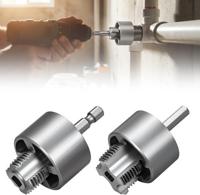 Pipe Tapping and Threading Tool, Pvc Pipe Threader, 1/2'' 3/4'' Internal & Exter