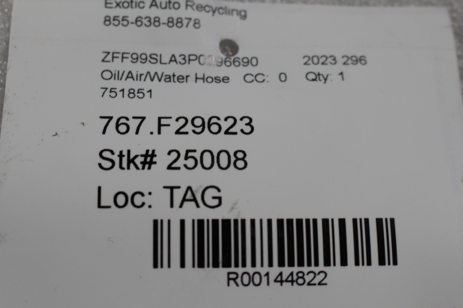 Ferrari 296 GTB, Flush Valve, Used, P/N 751851