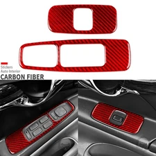 Red Carbon Fiber Front Window Lift Switch Panel Trim For Cadillac DeVille 00-05