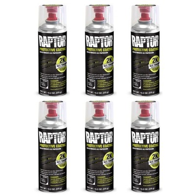 U-Pol 4883 Raptor 2K Aerosol Truck Bedliner Protective Coating - Black, 6-Pack