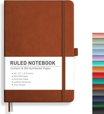 Lined Journal Notebook, 192 Numbered Pages, A5 Medium Size 5.7'' x 8.3'' , for