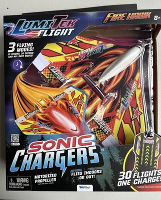 LumiTek Flight Sonic Chargers Motorized Propeller Flying Airplane Fire Hawk 
