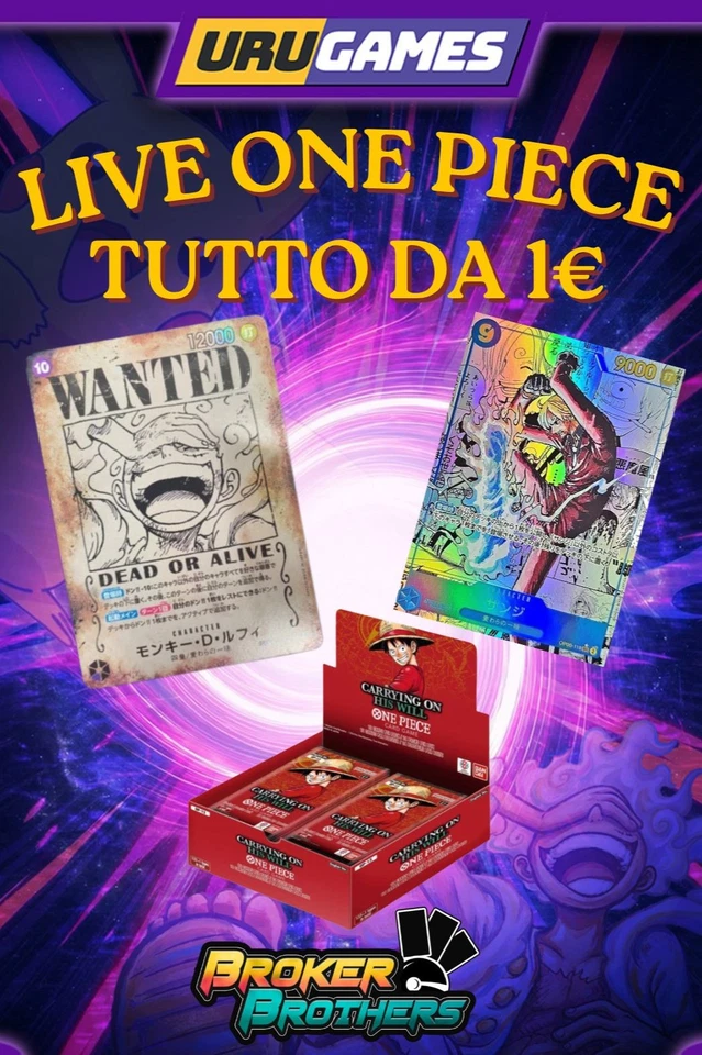 LIVE ONE E PIECE TUTTO 1€ URUGAMES CARTE E PRODOTTI RIP AND SHIP