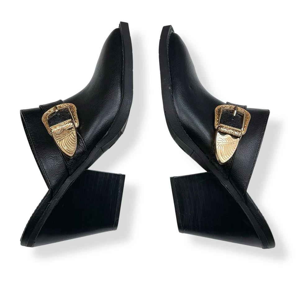 Forever Bootie Mujer 6.5M Negro Punta Hebilla Espalda Abierta Sin Cordones Western Foto 4 de 4