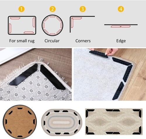 Rug-Grip, 16 Pcs Dual Sided Washable Removable Prevent Curling Corner Carpet - Picture 4 of 9