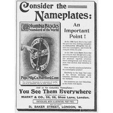 COLUMBIA BICICLETTE Pubblicità Vittoriana 1897