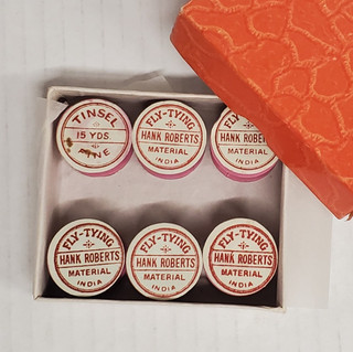 Vintage Hank Roberts Fly Tying Material 6 Spools of Fine Silver Tinsel frm India