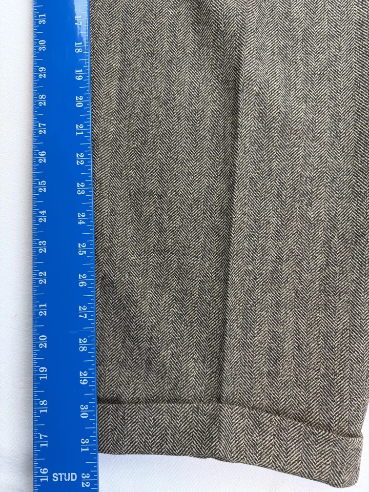 Pantalones Banana Republic Para Hombre 40x31 Lana Espiga Forro Rodilla Cónico Plisado Foto 3 de 4