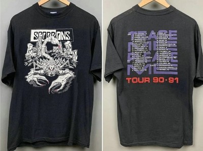 Scorpions Band Shirt, Scorpions Band Tour 90-91 Black 2 Side T