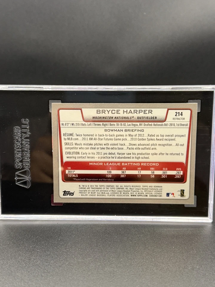 2012 Bowman Chrome #214 Bryce Harper X-Fractor Rookie RC SGC 9.5 - Imagem 2 de 2