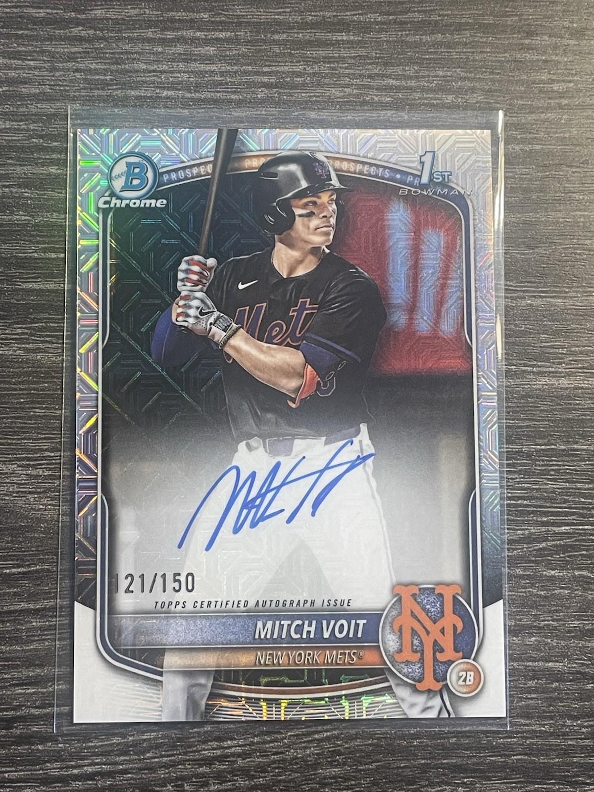 2025 Bowman Draft Mitch Voit Chrome Auto HTA Choice Refractor 1st #/150 Mets