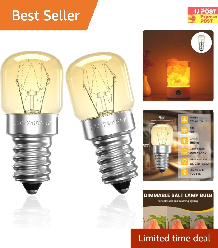 25W Dimmable E14 Salt Lamp Bulbs 300 C Heat Resistant Warm White 2400K 2 Pack