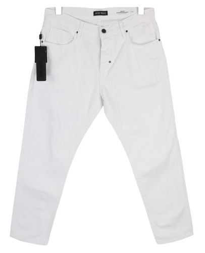 Antony Morato Argon Herren Jeans W32 Weiß Slim Knöchellang Geknöpft Logo Denim - Picture 2 of 18