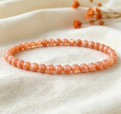 Sunstone 4mm Beaded Bracelet | Joyful Energy Abundance Stackable Women's Jewelry