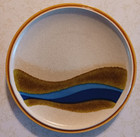 Mikasa Blue River Salad Plates 7 5/8" Stylecraft Japan Blue & Brown Waves C0901