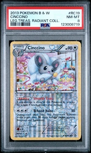 2013 POKEMON B&W LEGEND TREASURES RADIANT COLL #RC19 CINCCINO PSA 8