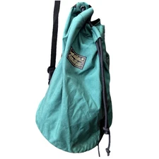 Eddie Bauer Nylon Green Army Style Duffle Drawstring Bag Vintage Zip Korea