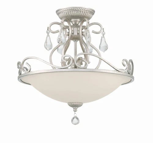Crystorama Ashton 16 1/2" Silver Scrolls and Crystal Ceiling Light - Picture 4 of 6