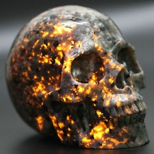 5.01" Yooperlite Carved Crystal Skull, Realistic, Crystal Healing