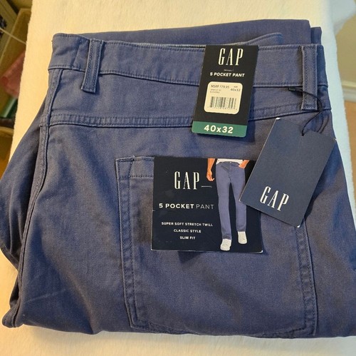 GAP Men's Super Soft Stretch Twill 5 Pocket Slim Fit Pant (Vintage Indigo) NEW - Picture 10 of 10
