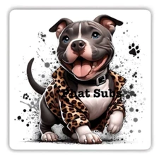 Sublimation Print Pit Bull Puppy In Jacket Ready To Press Heat Transfer