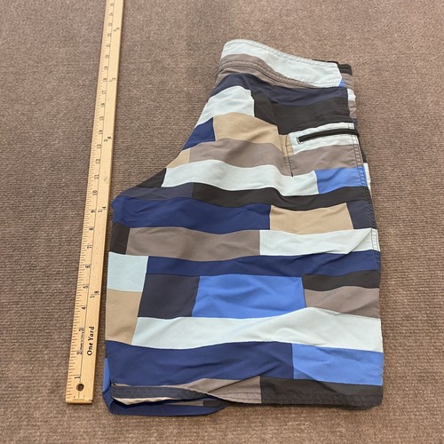 Patagonia Trunks Boardshorts Herren Gr. 29 Strand blau gestreift Schwimmen Logo Wavefarer - Bild 9 von 9