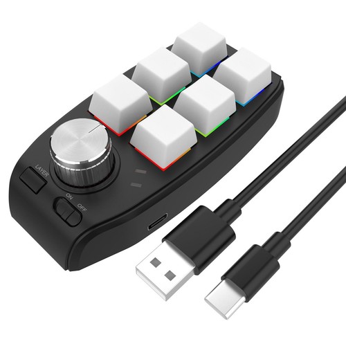 Gaming Mini Programming Macro Keyboard RGB Custom Knob Keyboard 6 Keys 1 Knob r - Picture 3 of 12