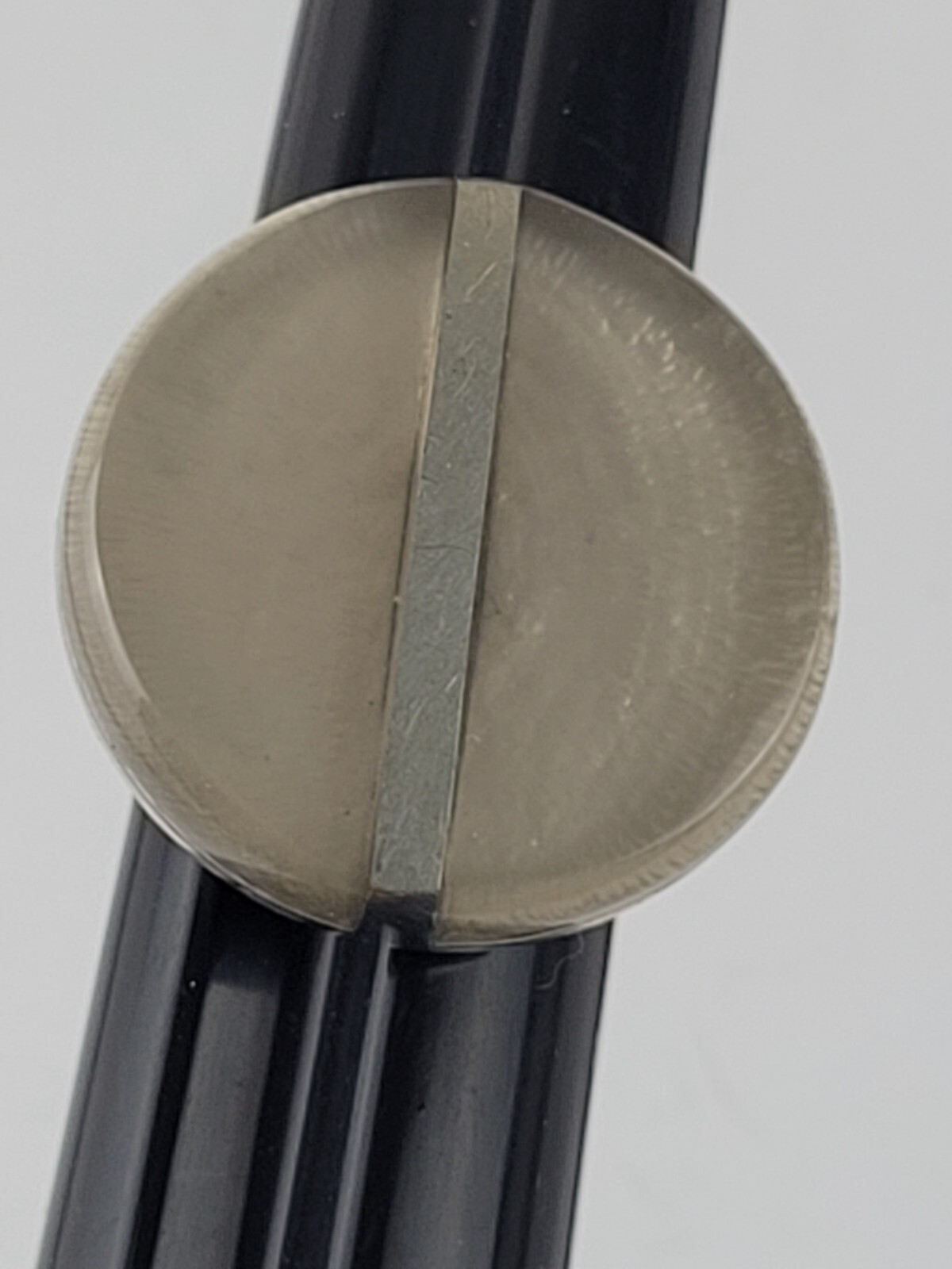 Round Chunky Metal and Resin Round Adjustable Ring Silver Tone Shimmer