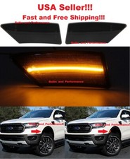 For 2019 - 23 Ford Ranger Smoked Lens Amber Led Front Fender Side Marker Lights