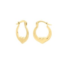 14K Yellow Gold Small Heart Hoop Earrings