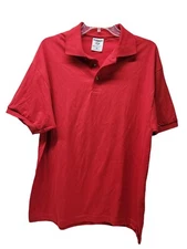 VTG Jerzees Mens L Red Polo Shirt BLANK Ready For Embroidery Short Sleeves NWOT