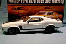 1970 FORD BOSS 302 MUSTANG WHITE BLACK STRIPES 1:18 DIECAST ROAD RACE CAR ACME